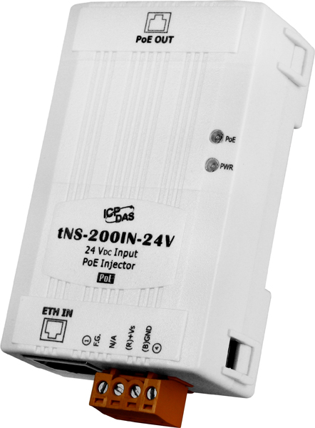 ICP DAS Инжектор tNS-200IN-24V CR PoE Injector for 1 PoE port (uses unused pairs), 24 V input (RoHS)