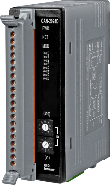 ICP DAS Модуль CAN-2024D CR DeviceNet Slave Module of 4-channel 14-bit Analog Output