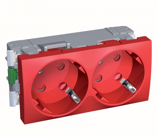 Schneider Electric ALB45256 РОЗЕТКА Х2 45 2P+E ШТОР БЛОК КРАС