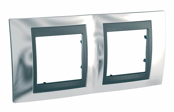Schneider Electric MGU66.004.210 UNICA TOP РАМКА 2-постовая, горизонтальная, ГРАФИТ/ХРОМ ГЛЯНЦЕВЫЙ