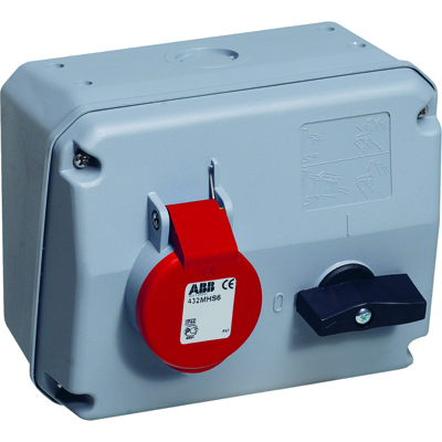 ABB 2CMA167677R1000 Розетка с выключателем и механической блокировкой 332MHS6, 32A, 3P+E, IP44, 6ч