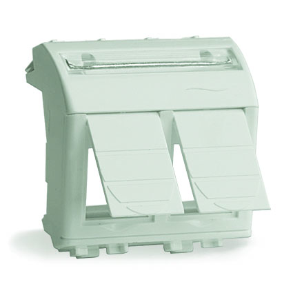 DKC 75614S Адаптер для двух информационных разъемов Keystone, слоновая кость, 2мод.