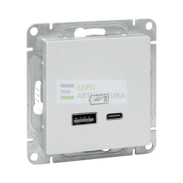 EKF UP1-SOA-USBA+USBC Механизм розетки USB-A+С, алюминий Эпика EKF