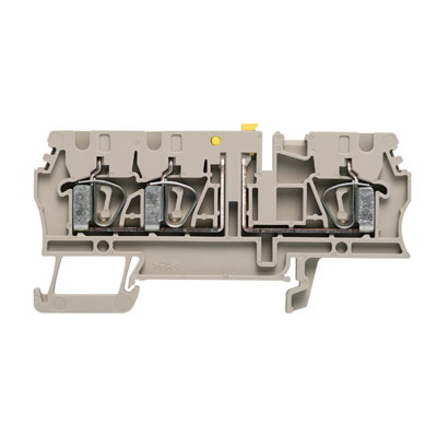 Weidmuller 8731720000 ZTR 2.5/3AN Исполнение: Измерительная клемма с размыкателем, Пружинное соединение, 2.5 мм.кв, 500 V, 20 A, поворотный, Темно-бежевый