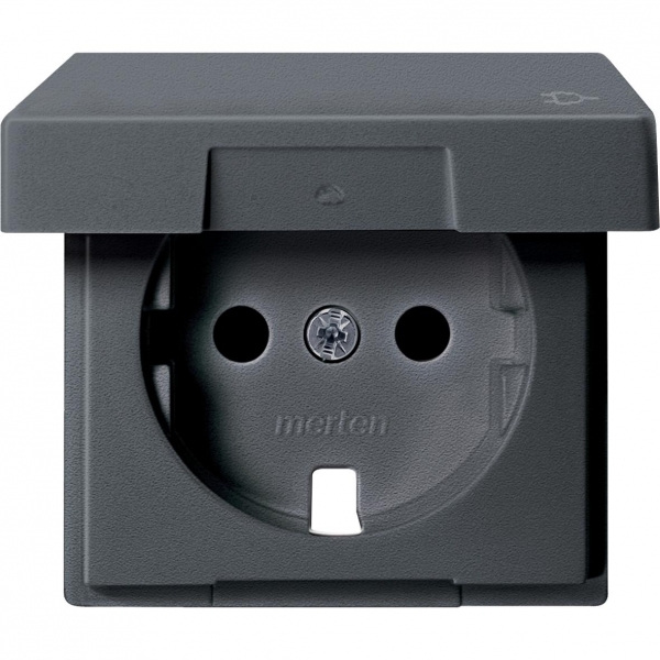 Schneider Electric MTN2340-0414 MERTEN ЦЕНТР.ПЛАТА с крышкой д/мех-ма розетки, АНТРАЦИТ, SM