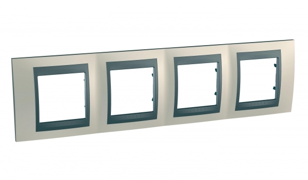 Schneider Electric MGU66.008.295 UNICA TOP РАМКА 4-постовая, горизонтальная, ГРАФИТ/ОПАЛ