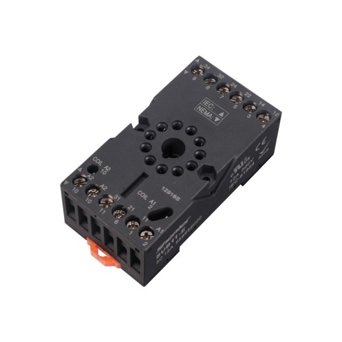 SHENLER SUB11-E Цоколь SUB11-E, 3CO/11pin, 12A(300V), винтовой зажим, черный, на рейку DIN35/панель, для RUB3CO, R15, 60.13, RRD3, MT3, RUMC3, MK3