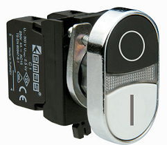 CM102K20HB Кнопка сдвоенная черно-белая (1НО+1НЗ) (CM)