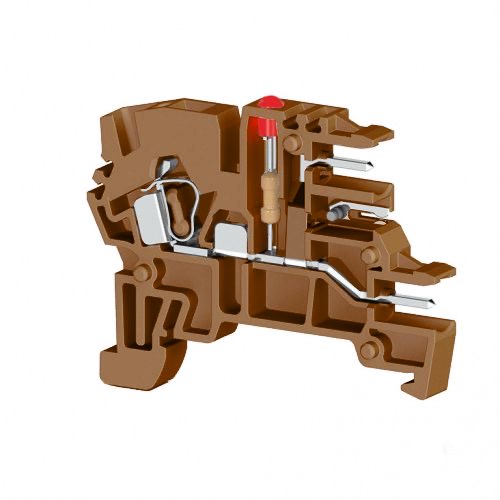 KLEMSAN 364018 Клеммник пружинный с разъёмом, на DIN-рейку, 2,5 мм.кв., (коричневый); PCY 2,5