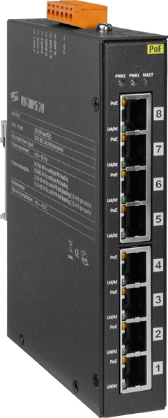 ICP DAS Коммутатор NSM-208PSE-24V CR Unmanaged 8-port 10/100 Mbps PoE (PSE) Ethernet Switch with Metal Casing; +24 VDC Input (RoHS)