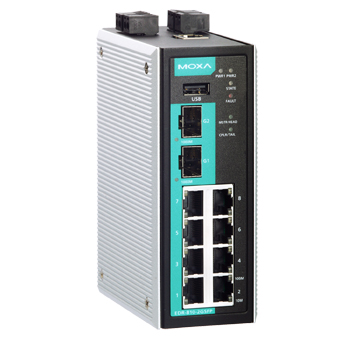 MOXA Маршрутизатор EDR-810-VPN-2GSFP Industrial Secure Router Switch with 8 10/100BaseT(X) ports, 2 1000BaseSFP slots, 1 WAN, Firewall/NAT, t: -10/+60