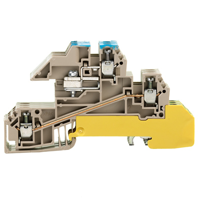 Weidmuller 1034200000 WDL 2.5/3/S/NT/L/PE Исполнение: W-серия, Распределительный клеммный блок для N-рейки, Расчетное сечение: 2.5 мм.кв, Винтовое соединение