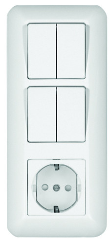 Schneider Electric BK2VR-006B-B ПРИМА С/У БЛОК: РОЗЕТКА с зазем. + ВЫКЛ.2-клав. + ВЫКЛ 2-клав, БЕЛЫЙ,опт.уп.Рос