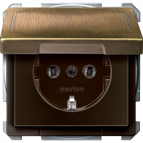 Schneider Electric MTN2311-4143 MERTEN МЕХАНИЗМ розетки с крышкой с з/к, АНТИЧНАЯ ЛАТУНЬ, QF SD