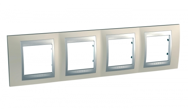 Schneider Electric MGU66.008.095 UNICA TOP РАМКА 4-постовая, горизонтальная, АЛЮМИНИЙ/ОПАЛ