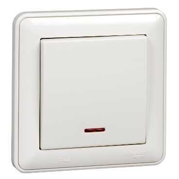 Schneider Electric VS610-157B-18 W59 AQUA 1-клавишный ПЕРЕКЛЮЧАТЕЛЬ с подсв. 10АХ, IP44, в сборе, БЕЛЫЙ