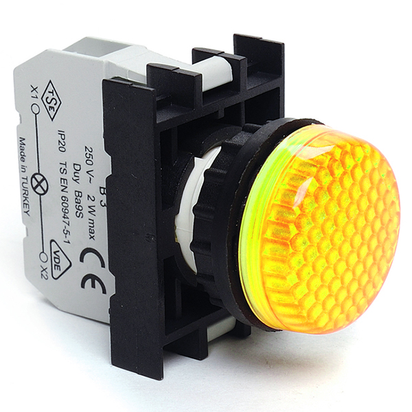 CP0S0XS Арматура сигнальная желтая со светодиодом 100-250 В перем. тока