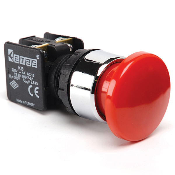 Кнопка красная грибовидная (1НО+1НЗ) KB14MK