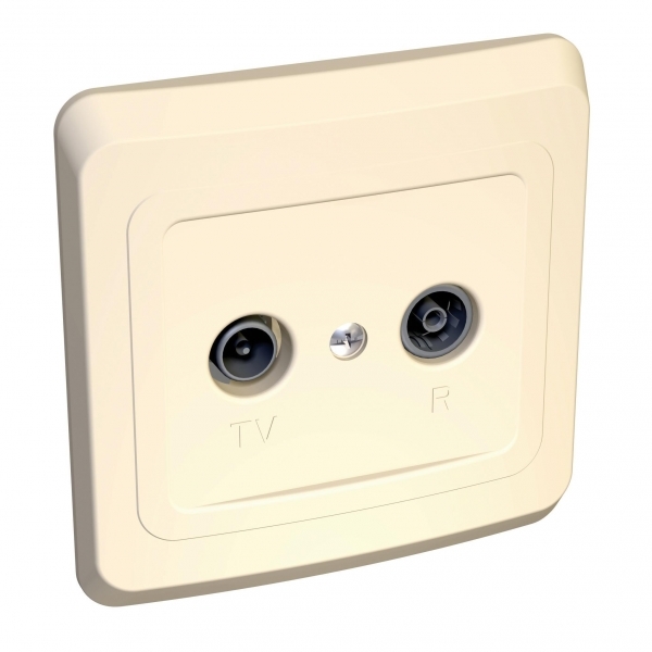 Schneider Electric TVC-001K ЭТЮД С/У двойная TV-R РОЗЕТКА, КРЕМОВЫЙ, Россия