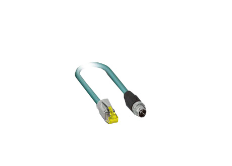 MOXA Кабель CBL-M12XMM8PRJ45-BK-100-IP67 1-meter A-coded M12-to-RJ45 Cat-5E UTP Gigabit Ethernet cable, 8-pin male M12 connector, IP67-rated