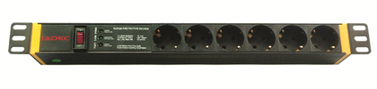DKC R519SH6OPSHSP Блок распределения питания ДКС (PDU) 19" горизонтальный 1U 16A с выключателем и защитой, Вых:6 х Sch