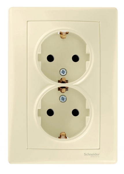 Schneider Electric SDN3000747 Розетка двойная с з/к шторки, беж