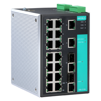 MOXA Коммутатор EDS-518A Ethernet switch 16 10/100 BaseTx, 2 10/100/1000 BaseTx