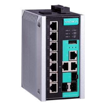 MOXA Коммутатор EDS-510E-3GTXSFP-T Managed Gigabit Ethernet switch with 7 10/100BaseT(X) ports, and 3 10/100/1000BaseT(X) or 100/1000BaseSFP combo ports, t: -40/75