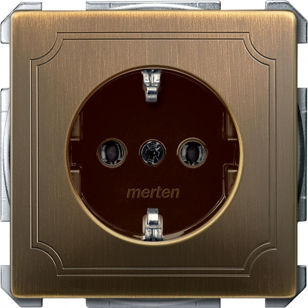 Schneider Electric MTN2401-4143 MERTEN МЕХАНИЗМ розетки 16А с з/к б/шт. АНТИЧНАЯ ЛАТУНЬ, QF SD