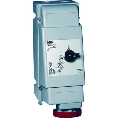 ABB 2CMA162845R1000 Розетка для тяжелых условий с выключателем и механической блокировкой 463MVS6WH, 63A, 3P+N+E, IP67, 6ч