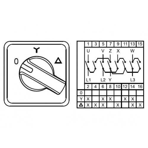 KLEMSAN 800163 CS025012S; Переключатели “Звезда”-”Треугольник”; 3 FAZ 25 A 60°