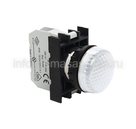 Арматура сигнальная белая со светодиодом 12-30 В перем. и пост. тока