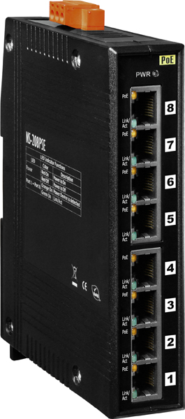ICP DAS Коммутатор NS-208PSE CR Unmanaged 8-Port Industrial 10/100 Mbps PoE(PSE) Ethernet Switch