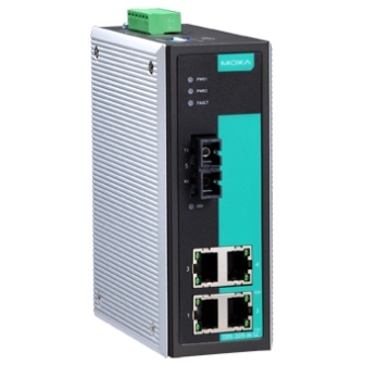 MOXA Коммутатор EDS-305-S-SC-T Ethernet switch,with 4 10/100 BaseTx ports,1 single mode 100Fx, t:-40/+75