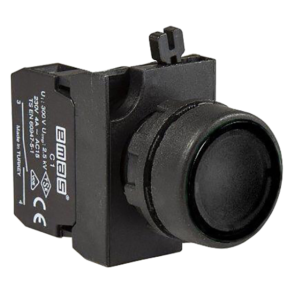 CP102DН Кнопка нажимная круглая черная  (1НО+1НЗ)