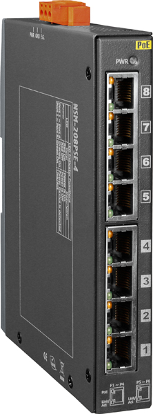 ICP DAS Коммутатор NSM-208PSE-4 CR 8-Port Industrial 10/100 Mbps Ethernet with 4-PoE (PSE) Switch; Metal Casing