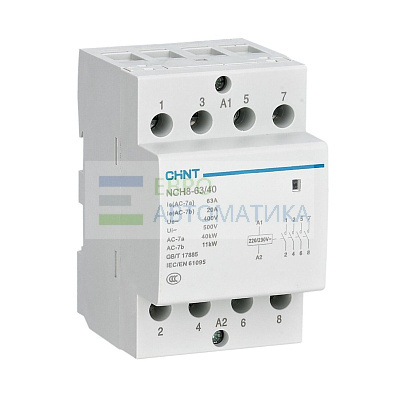 CHINT 256218 Контактор модульный NCH8-63/31 63A 1НЗ+3НО AC24В 50Гц (R)