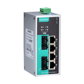 MOXA Коммутатор EDS-P206A-4PoE-MM-ST Ethernet Switch 2 x 100BaseFx MM ports, 4 x PoE, ST