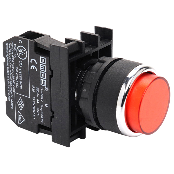 B200HK Кнопка выступающая красная  (1НЗ)