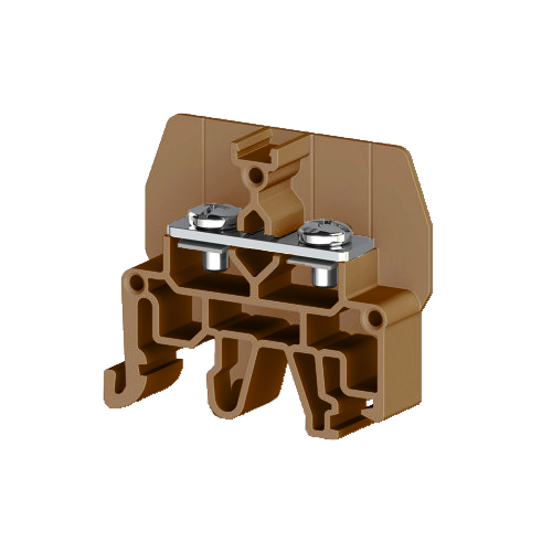 KLEMSAN 326808 Болтовой Клеммник под вилочный наконечник на DIN-рейку 6 мм.кв. (коричневый); CPB 6