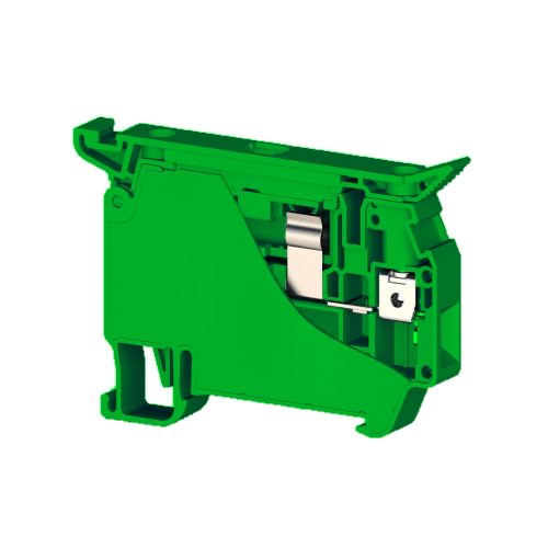 KLEMSAN 353402 Клеммник с держ. предохр. (5x20, 5x25) до 10А на DIN-рейку, 6 мм.кв. (зеленый); ASK 5