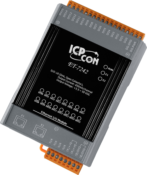 ICP DAS Модуль ET-7242 CR Ethernet I/O Module with 2-port Ethernet Switch, with 16-ch DO (RoHS)