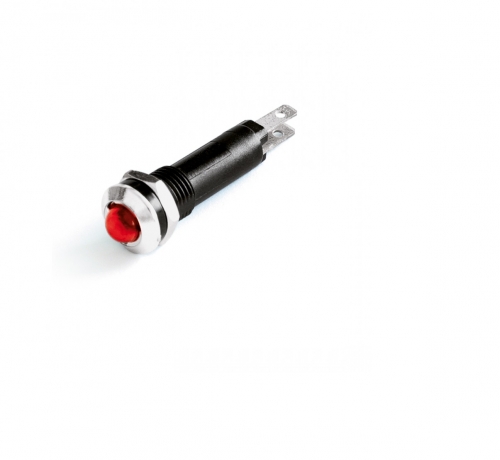 DKC AV1F01CW28BL Мини индикатор, штекерное подкл., уст.размер 8/10, круг., внеш.рассеив., бел., 28В, моргающий,