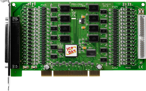 ICP DAS Плата PISO-C64U CR Universal PCI, 64-channel Optically Isolated Open-collector Digital Output Board (Current