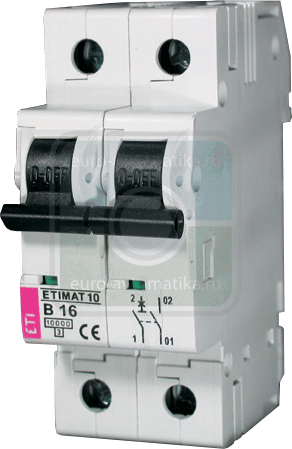 Выключатель автоматический ETIMAT 10 2p B 10А (10 kA) (арт.2123714)