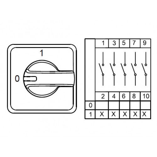 KLEMSAN 800090 CS010273E; Аварийные Переключатели Двухпозиционные (0-1); 5 FAZ 10 A 90°