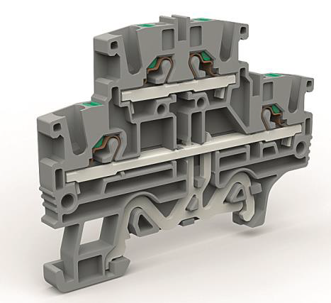 DKC ZEFD220GR Двухуровневая клемма 2,5 кв.мм с заземлением в нижнем ярусе