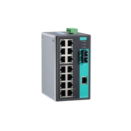 MOXA Коммутатор EDS-316-S-SC-T Ethernet Switch 15 10/100BaseT(X) ports, 1 single modem, SC, 100Base, 40Km, t:-4