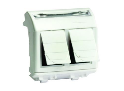 DKC 76643B Компьютерная розетка RJ-45, кат.5Е (2 разъема АМР), белая, 2 мод.