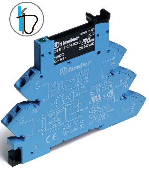 FINDER Интерфейсный модуль, твердотельное реле; выход 0,1A (48В DC); питание 230-240В AC/DC; категория защиты IP20; безвинтовые клеммы (пружинный зажим)(арт.389102407048)